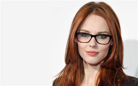 Alyssa Campanella Closeup Glasses Redhead Blue Eyes Model Simple