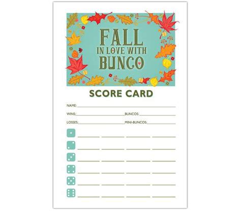 fall  love  bunco theme scorecard  table marker set etsy