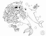 Yampuff Lineart Mermaids Barbie Dolphin Chibis Kleurplaat Mako Digitales Sellos Coloringbay sketch template
