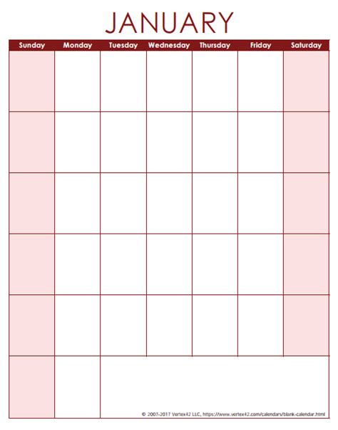 blank calendar template  printable blank calendars  vertex