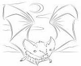 Coloring Pages Bats Vampire Halloween Bat Halloweens Cute sketch template