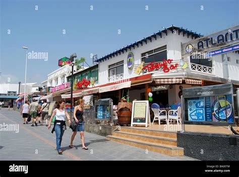 promenade bars puerto del carmen lanzarote canary islands spain stock photo alamy