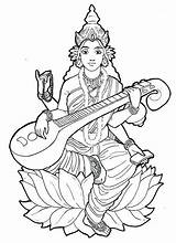 Coloring Pages Hindu India Gods Saraswati God Goddess Sheets Adult Color Inde Shiva Durga Mata Stress Goddesses Anti Therapy Getcolorings sketch template