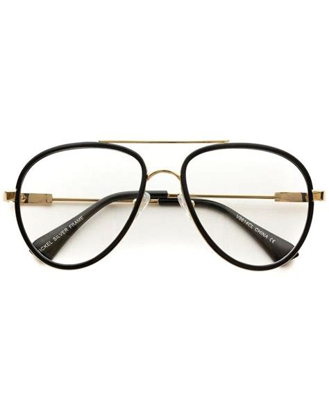 large vintage inspired aviator clear lens glasses gold black frame