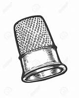 Thimble Drawing Vector Drawn Hand Illustration Getdrawings sketch template