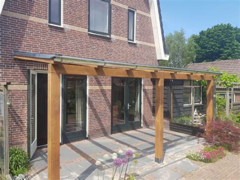 douglas veranda met glazen dak   breed    diep terrasoverkapping douglas hout atelier