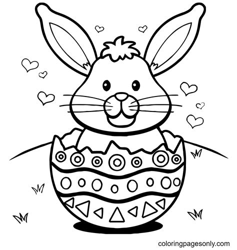 easter bunny eggs hearts coloring page  printable coloring pages