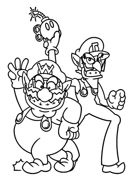 waluigi coloring pages  printable coloring pages