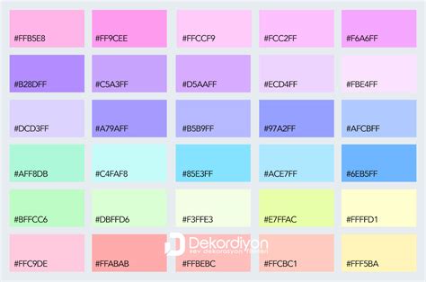 pastel renkler nelerdir pastel renk isimleri ve kodlari dekordiyon