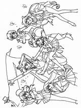 Coloring Pages Sailor Moon Sailormoon Group Warriors Hellokids Colouring Getcolorings Color sketch template