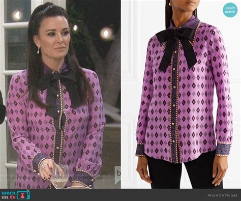 wornontv kyle s pink diamond print bow blouse on the real housewives