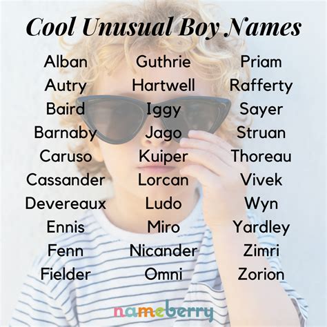 cool unusual names     simultaneously fashionable  rare  names