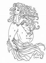 Mermaid Coloring Pages Outline Adult Colorir Drawing Coloriage Mermaids Hair Para Deviantart Book Dessin Color Sheets Adults Printable Etc Sea sketch template