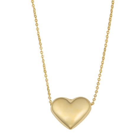 yellow gold puffed heart pendant necklace  walmartcom walmartcom