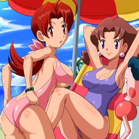 delia ketchum and caroline relaxing at the beach by mileyandemily on deviantart