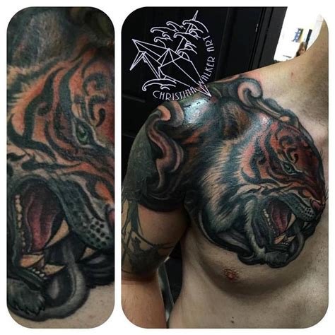 Tiger Chest Piece By Christina Walker Tattoos