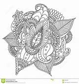Floral Ethnic Ornamental Doodle Artistic Patterned Drawn Coloring Tattoo Frame Hand Adult Pages Style Vector Illustration Stock sketch template