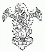 Totem Pole Tattoo Drawing Coloring Poles Designs Pages Drawings Animal Deviantart Outline Alaska Easy Cool Tiki Native Bear American Tattoos sketch template