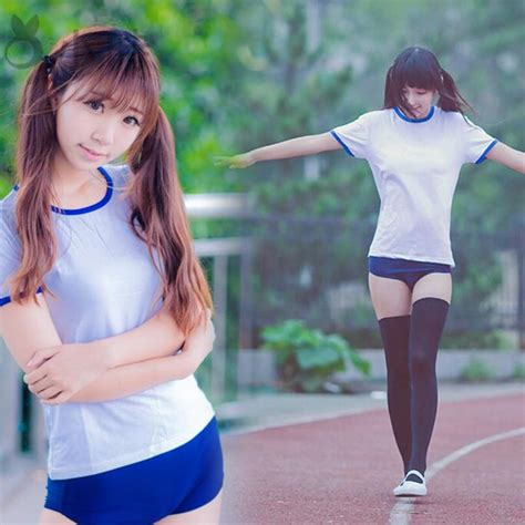 تأثيري اليابانية أنيمي طالب رياضة دعوى سراويل زرقاء قمم سروال قمم