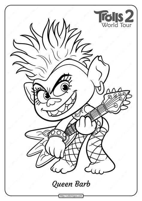 trolls world  coloring pages queen barb heartof cotton candy