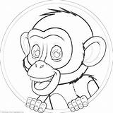 Chimpanzee Coloring Cute Pages Getdrawings sketch template