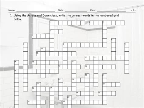 house rooms furniture crossword puzzle teaching resources