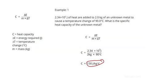 specific heat capacity word equation