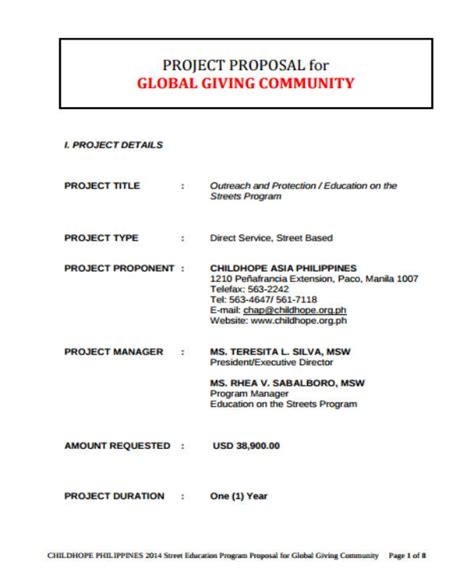 ngo project proposal templates