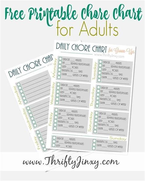 printable chore chart  adults