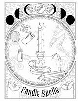 Spells Coloring Pages Book Magic Witch Adult Spell Printable Books Shadows Sheets Witchcraft Wiccan Candle Witchy Color Shadow Magick Grimoire sketch template