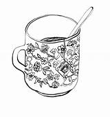 Drawing Tea Cup Coloring Pages Illustration Iced Drawings Getdrawings Tumblr Line Outline Illustrations Board Visit Choose sketch template