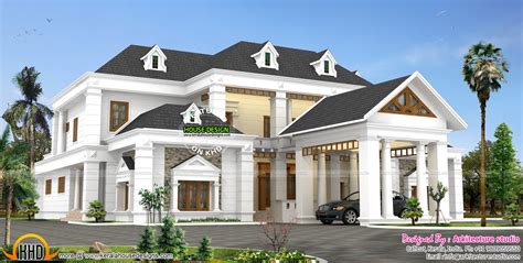 colonial type slope roof home kerala home design  floor plans  dream houses