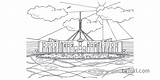 Parliament House Canberra Colouring Australia Ks2 Mindfulness Twinkl sketch template