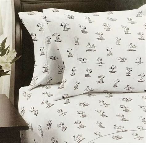 Berkshire Queen Sheet Set Peanuts Snoopy Emotion White