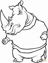 Coloring Rhino Rhinoceros Cartoon Cute Pages Color Kids Colouring Drawings Character Neushoorn Template Fun Choose Board Comments sketch template
