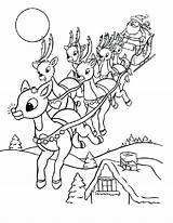 Coloring Rudolph Pages Santa Christmas Sleigh Reindeer Printable Claus Riding His Horse Eve Size Sheets Color Print Drawing Rudolf Elf sketch template
