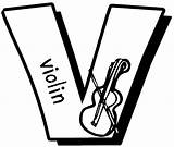 Coloring Pages Violin Letter Kids sketch template