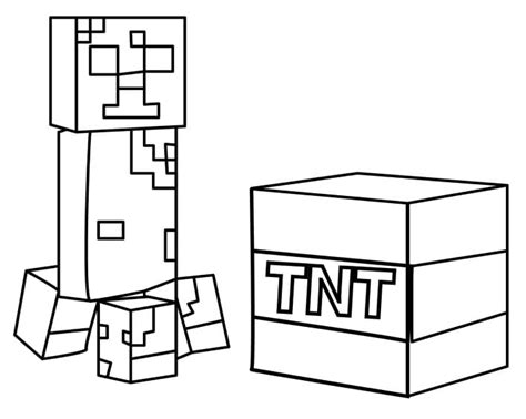 minecraft creeper  tnt block coloring page  printable