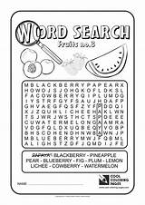 Word Coloring Search Pages Fruits Cool Print Kids sketch template