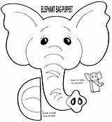 Elephant Puppet Paper Template Puppets Bag Patterns Animal Craft Templates Crafts Blank Dinosaur Print Coloring Zoo Preschool Kids Hand Color sketch template