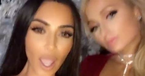 drunk paris hilton slut drops on khloe kardashian at kim s wild christmas party mirror online