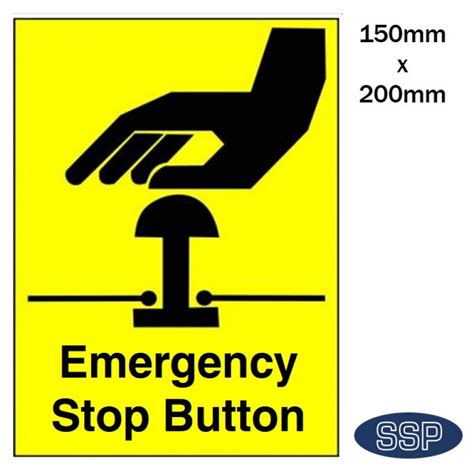 emergency stop button sign xmm mm plastic ssp direct
