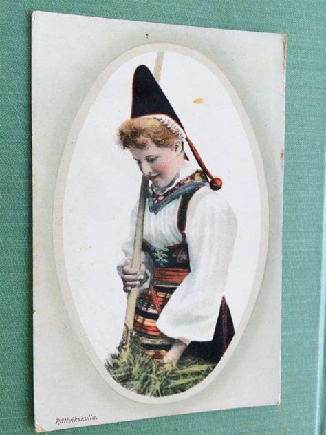 Vintage Swedish Postcard Lady In Folk Dress Rattvik Sweden 1910 Folk