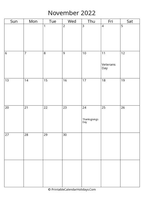 november  calendars printablecalendarholidayscom