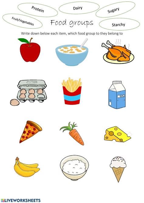 food groups interactive worksheet kindergarten worksheets food group