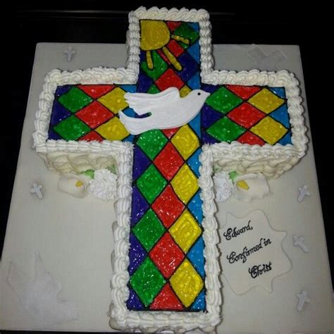 stained glass cross cake   confirmation cakes  desserts ive  pinterest cross