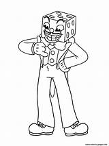 Cuphead Coloring Pages Dice King Boss Print Cup Head Printable Color Mugman Bon Devil Baroness Von Clown Beppi sketch template
