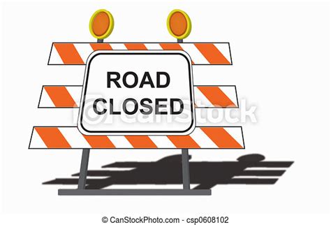 illustration  road closed sign  white background canstock