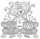 Dessin Mandala Mandalas Zentangle Adults Coloriage Embroidery Gourmandise Amoureuses Tasses Colorier Colortherapy Imprimir Wetterpin Kaffee Gourmandises sketch template