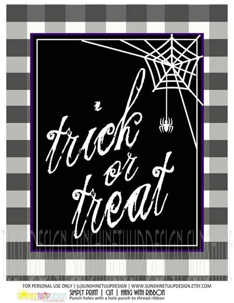 printable trick  treat halloween party sign printable
